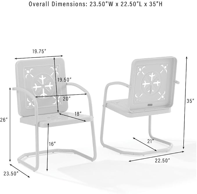 Crosley Furniture Azalea 2-Piece Outdoor Chair Set, Vintage Retro Metal Patio - Image 3