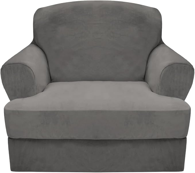 CUCRAF T Cushion Sofa Cover 2 Piece Armchair Slipcovers, Soft Thick Velvet by CUCRAF