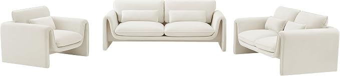 Meridian Furniture 199Cream-C Sloan Collection Modern | Contemporary Velvet - Image 15