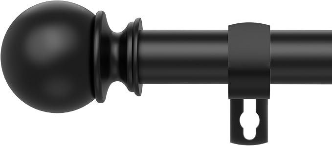 Black Curtain Rods for Windows 28 to 48 Inch, 5/8 Inch Diameter Stainless Steel by Poskena
