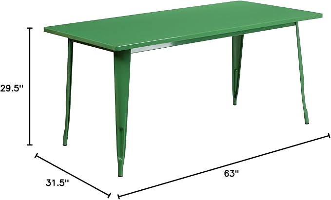 Flash Furniture Charis Commercial Grade 31.5" x 63" Rectangular Green Metal - Image 3