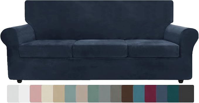ZNSAYOTX Oversized Velvet Couch Cover 4 Piece Stretch Sofa Covers by ZNSAYOTX