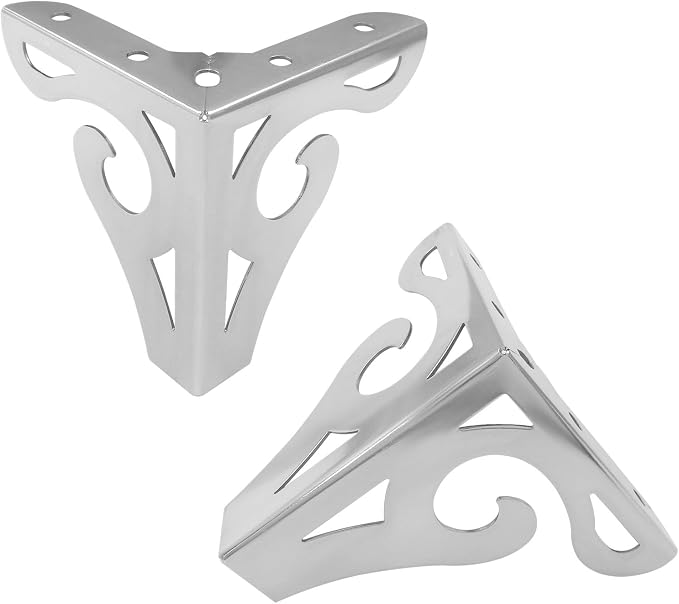 Piutouyar 4 Inch/10cm Hollow Out Furniture Legs Set of 4, Chrome Artistic Metal - Image 5