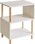 Aibiju White Night Stand with Open Storage Shelf, Wood Nightstand S Shape by Aibijusolidwoodfurniture