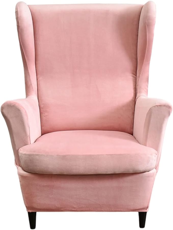 HAOYONG Velvet Wingback Armchair Covers 2-Piece Elastic Stretch Wingback Chair by HAOYONG
