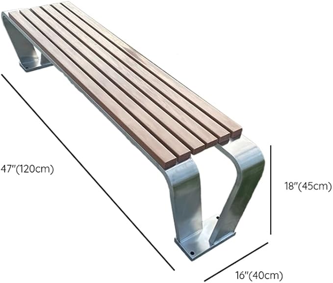 LITFAD Outdoor Indoor Bench Stainless Steel Metal Park Bench - Image 2