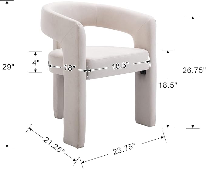 BESTANO Set of 3 Modern Linen Fabric Upholstered Dining Chairs - Image 3
