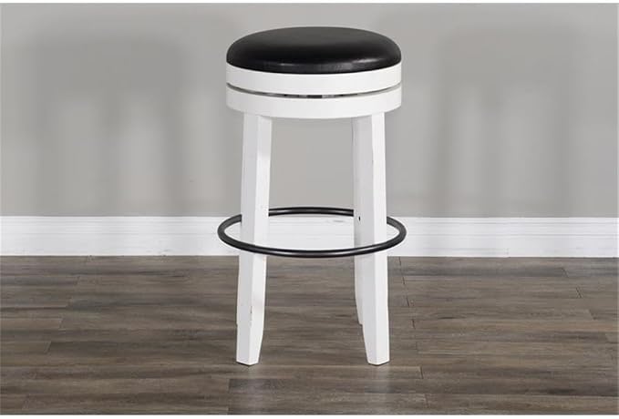 Pemberly Row Set of 3 Wood Bar Unit and 2 Backless Swivel Barstool - Image 6