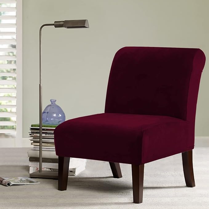 H.VERSAILTEX Armless Accent Chair Covers Thick Velvet Armless Chair Slipcovers - Image 2