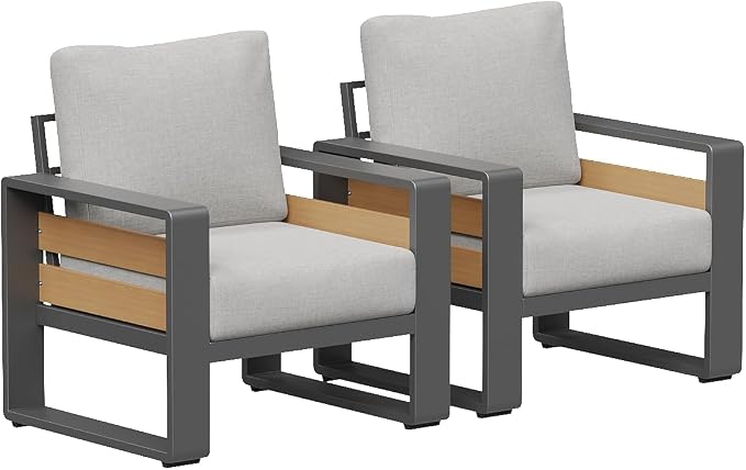 Aoxun Aluminum Outdoor Patio Furniture Set, 2 Seats Metal Sectional Patio by Aoxun