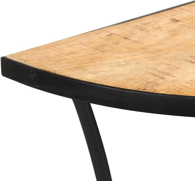 Half Circle Side Table 43.3x15.7x30.3 Inches Solid Mango Wood - Image 7