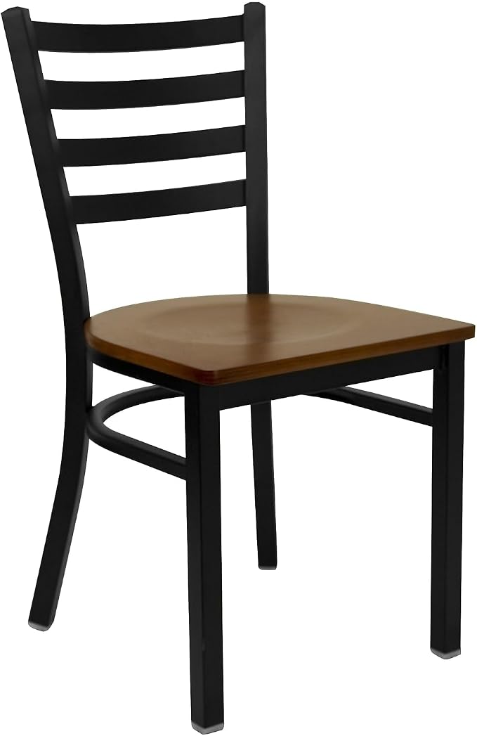 Flash Furniture 2 Pack HERCULES Series Black Ladder Back Metal Restaurant Chair - Image 6