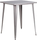 Flash Furniture Nolan Commercial Grade 31.5" Square Silver Metal Indoor-Outdoor by FlashFurniture