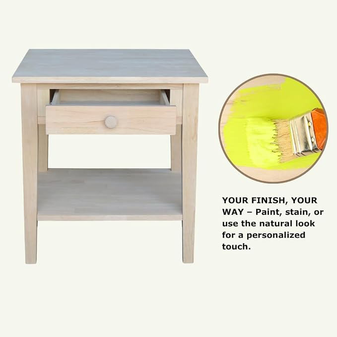 Solid Wood Spencer End Table, Unfinished - Image 5