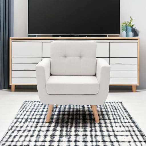 Tbfit Linen Fabric Single Sofa, Accent Chair, Mid Century Modern Armchair - Image 5