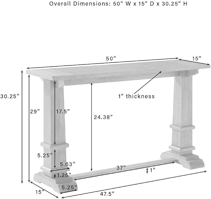Crosley Furniture Joanna Modern Farmhouse Sofa Console Table - Image 3