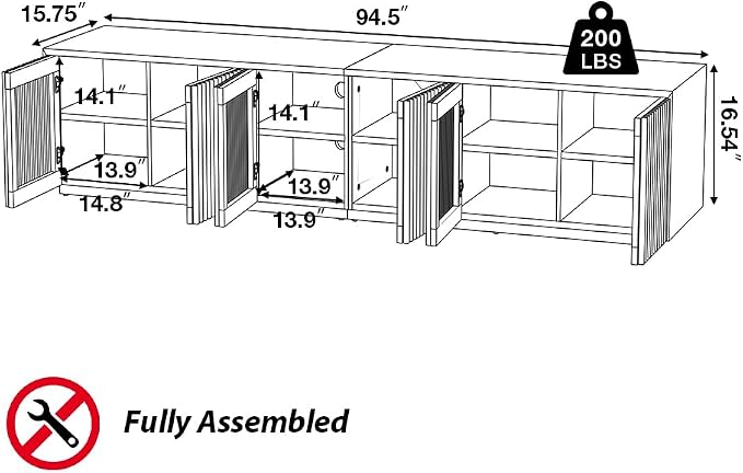 POVISON Full Assembled Mid Century Modern TV Stand, Entertainment Center - Image 7