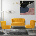 HULALA HOME 3 Piece Velvet Living Room Furniture Set, Modern Comfy Upholstered by HULALAHOME