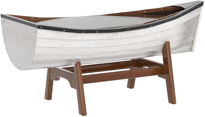 SAILINGSTORY Wooden Boat Coffee Table Boat Bookshelf Coastal Coffee Table - Image 5