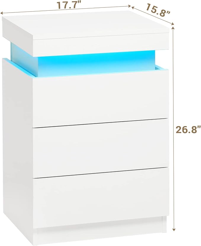 ADORNEVE Nightstand with Charging Station and LED Lights, Night Stand with - Image 2