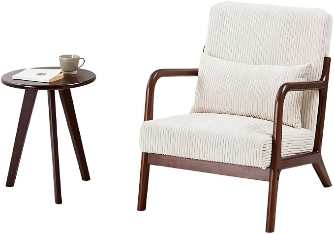 Hanuq】Mid-Century Modern Accent Chair&Coffee Table Set, Vintage Luxury Style by Hanuq