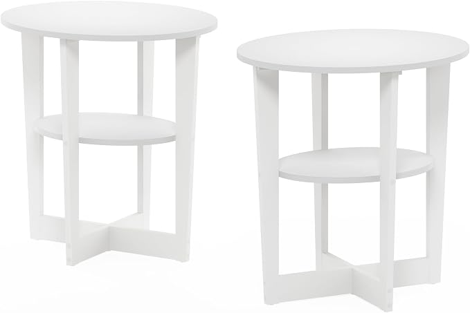 Furinno Jaya Side Table Set of 2, 2-Tier Round Modern End Table - Image 5
