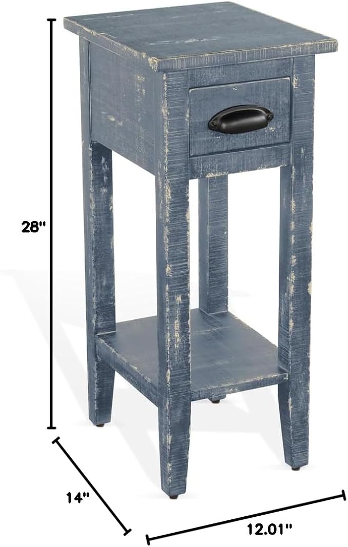Sunny Designs Marina Farmhouse Mahogany Wood Chair Side Table in Ocean Blue - Image 2