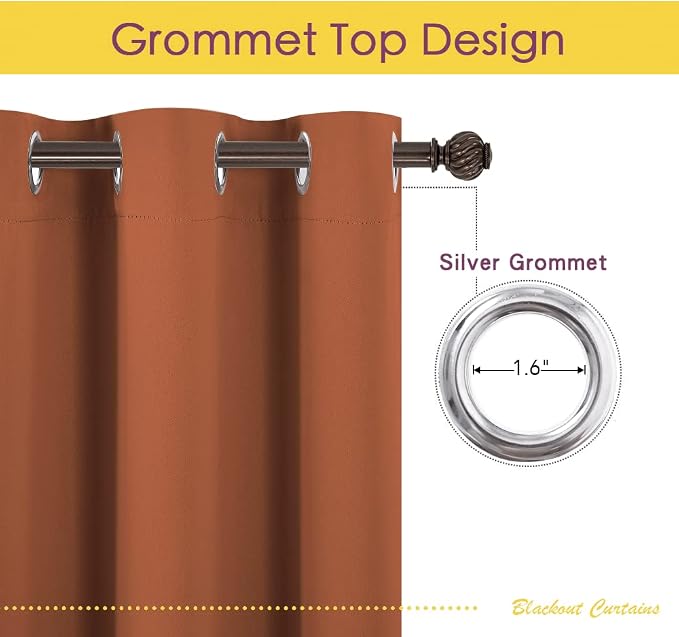 NICETOWN Thermal Insulated Burnt Orange Curtains - Image 3
