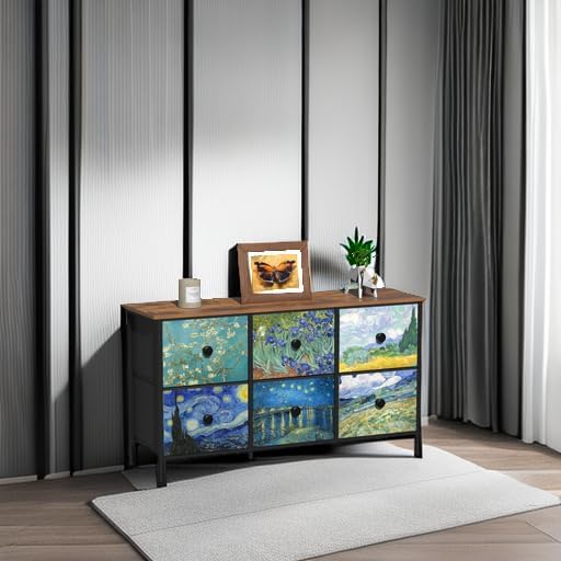EXOTICA 6 Drawer Dresser for Bedroom Van Gogh Chest of Drawers Wide TV Stands - Image 2
