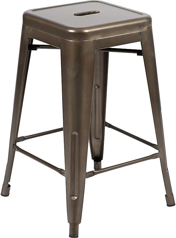 Flash Furniture Lily 24" High Metal Counter-Height, Indoor Bar Stool in Gun - Image 11
