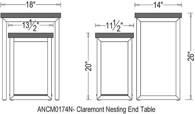 Claremont Rustic Wood Nesting End Tables, Solid Wood and Black-Finished Metal - Image 3