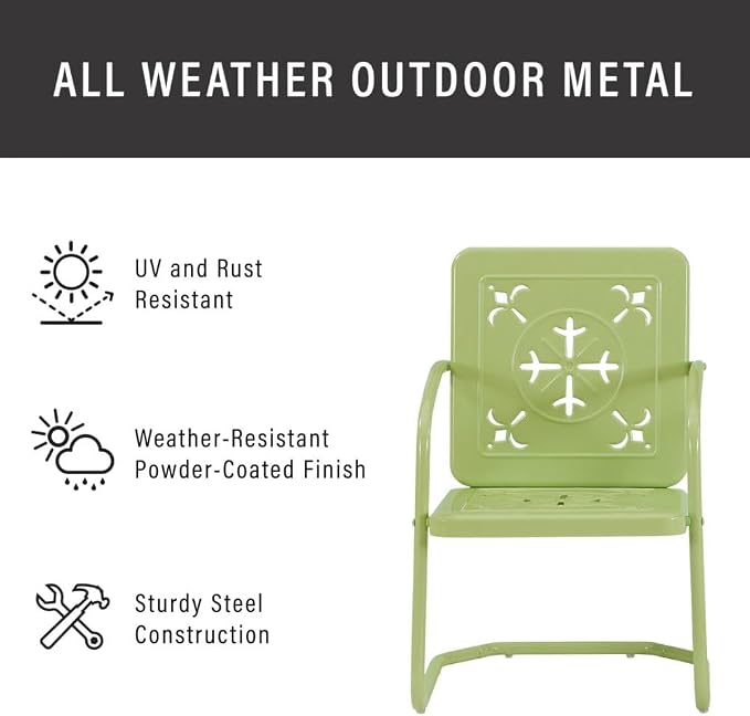 Crosley Furniture Azalea 2-Piece Outdoor Chair Set, Vintage Retro Metal Patio - Image 6