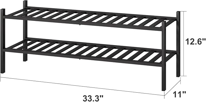 viewcare Black Shoe Rack, 2-Tier Long Shoe Rack - Image 3