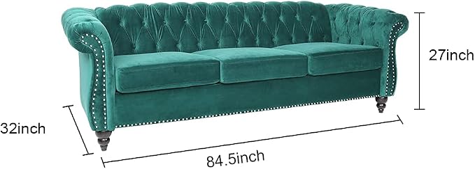AVZEAR 3 seat Sofa, Velvet Sofa Living Room Sofa Large Sofa Modern Chesterfield - Image 2