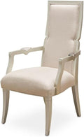 MICHAEL AMINI Camden Court 19" Wood/Linen Fabric Dining Arm Chair in Pearl Ivory by Michael+Amini