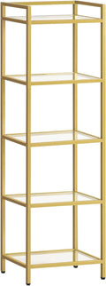 HOOBRO 5-Tier Gold Shelf, Narrow Book Shelf, Display Cabinet by HOOBRO