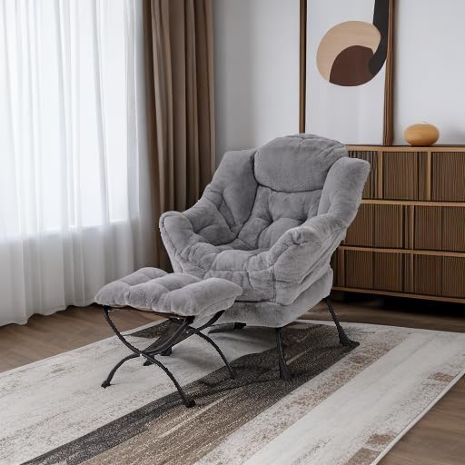 Welnow Lazy Chair with Ottoman, Modern Accent Chair with Armrests and a Side - Image 5