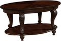 Oval Wood Coffee Table for Living Room, 2-Tier Solid Wood Coffee Table by FGXJY