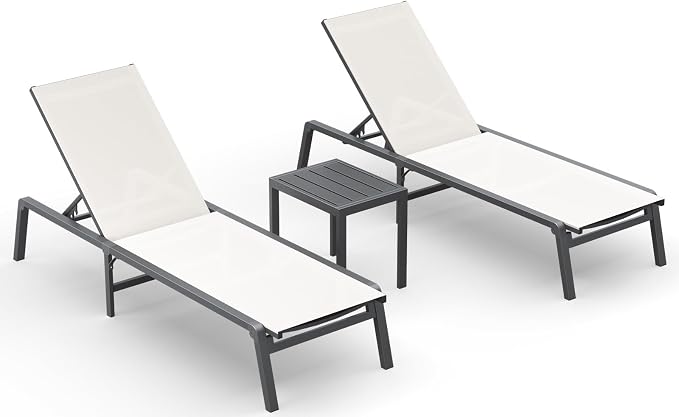 Ciokea Aluminum Foldable Lounge Chairs Set of 2 by CIOKEA