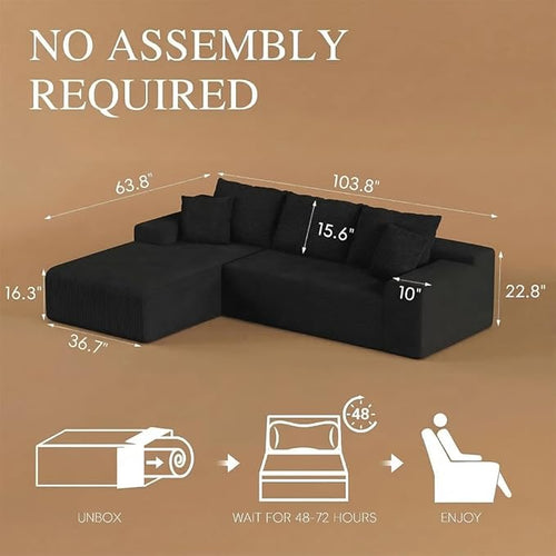 104" Convertible Sectional Couch - Image 2