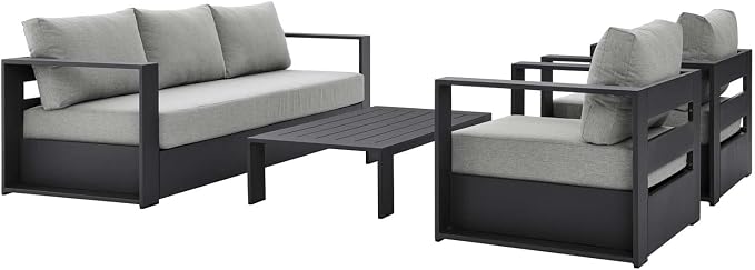 Modway Tahoe Aluminum 4-Piece Outdoor Patio Set in Gray Gray by Modway
