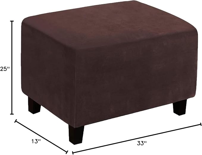 Ottoman Cover, Stretch Rectangle Velvet Ottoman Slipcovers of Foot Stool - Image 7