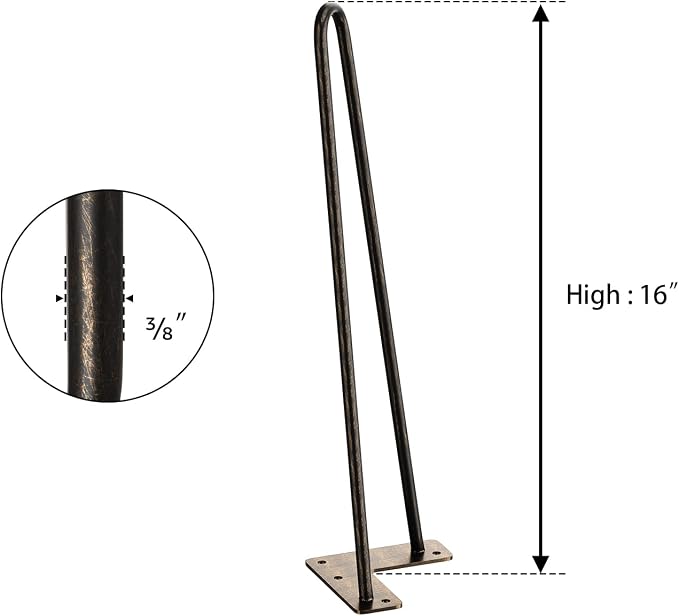SMARTSTANDARD 16 Inch Heavy Duty Hairpin Furniture Legs, Metal Home DIY Projects - Image 7