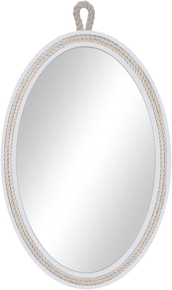 Oval Mirrors for Wall Decor Small White Nautical Rope Mirror Hanging Decorative - Image 7