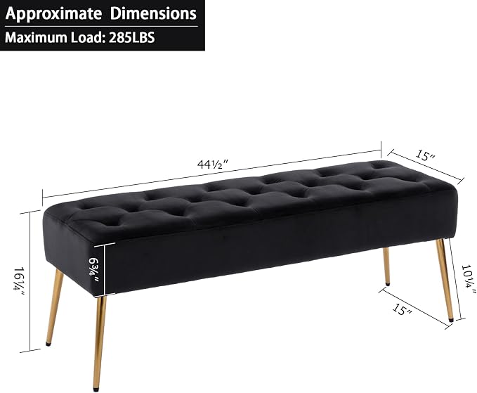 DUHOME Button-Tufted Ottoman Bench, Upholstered Bedroom Benches Velvet Footrest - Image 3