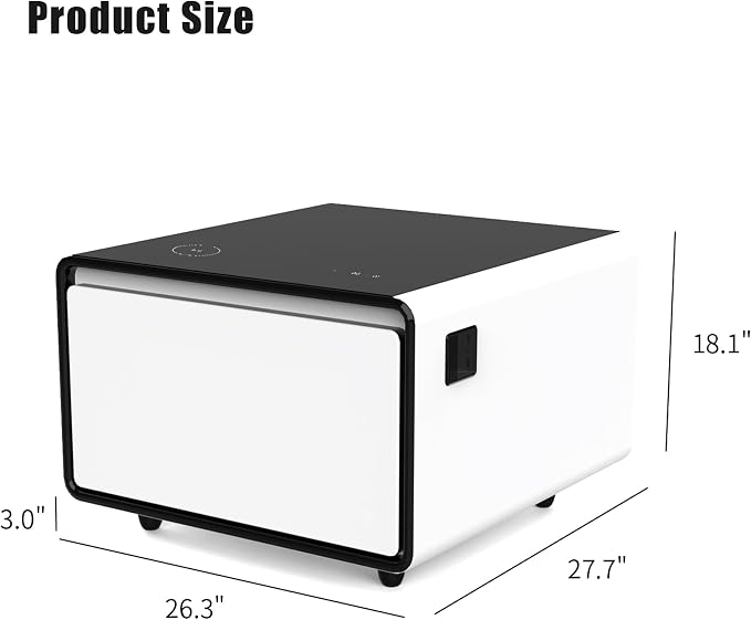 LUMISOL Smart Side Table with Built-in Fridge, Wireless Charging, Temperature - Image 7