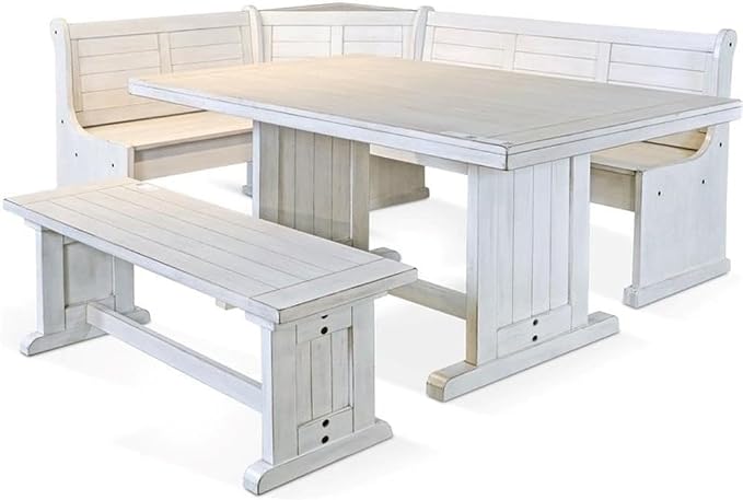 Pemberly Row 75" x 56" Farmhouse Wood Breakfast Nook Set by PEMBERLYROW