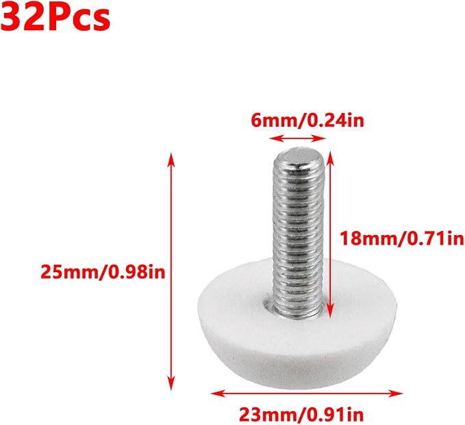 Antrader Furniture Lvelers, M6 x 18mm Table Leg Levelers, Levelling Foot Screw - Image 2