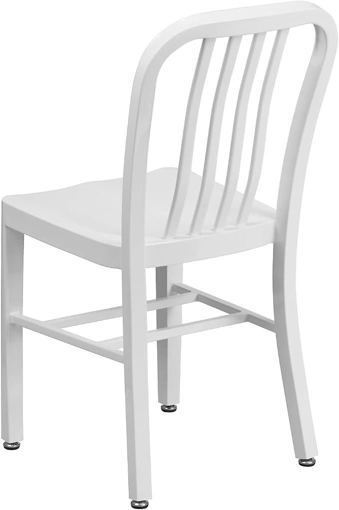 Flash Furniture Gael Commercial Grade 2 Pack White Metal Indoor-Outdoor Chair - Image 7