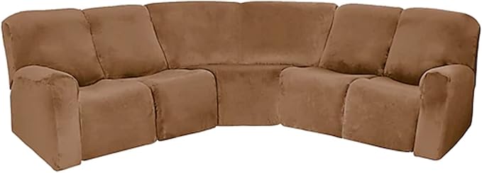 LightInTheBox 7-Piece Velvet Stretch Reclining Couch Covers 5 Seats Corner Sofa by LTLIGHTS